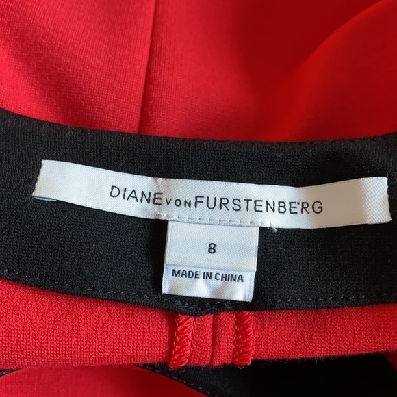 Diane von Furstenberg Elektra red and black ponte long sleeve dress size 8 - Picture 6 of 10